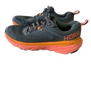 Hoka Gray and Orange Athletic Shoes with Cushioned Sole
